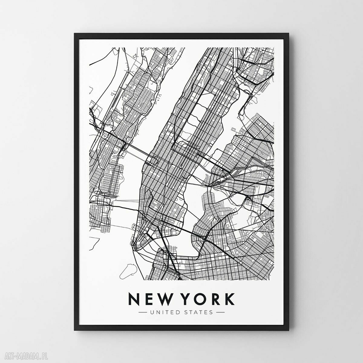 Plakat mapa Nowy Jork 30x40 cm - miejski klimat w Twoim wnętrzu