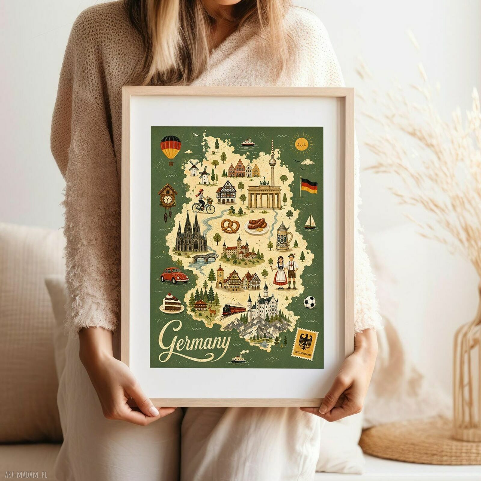 Kolorowy plakat z mapą Niemiec 30x40 cm