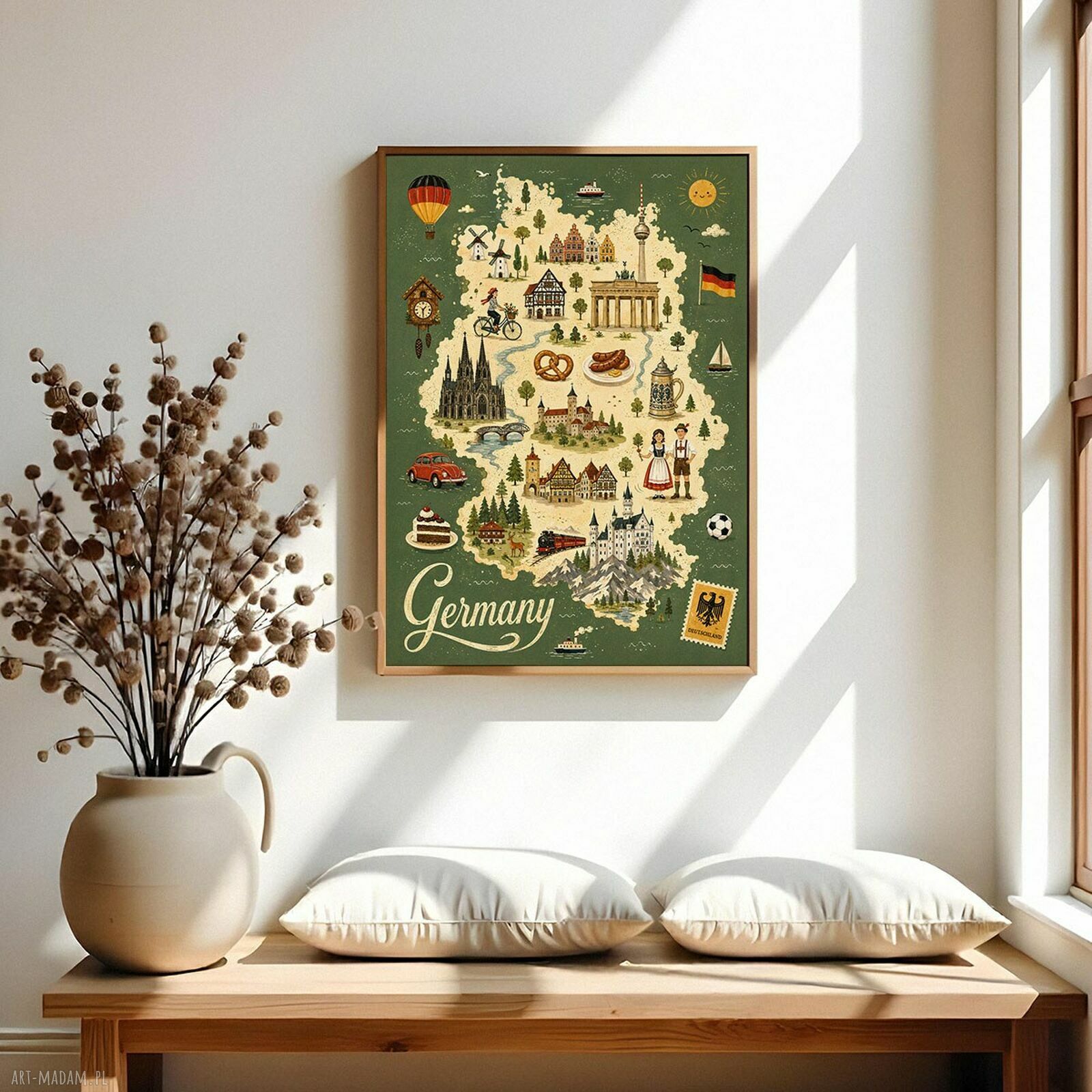 Kolorowy plakat z mapą Niemiec 40x50 cm
