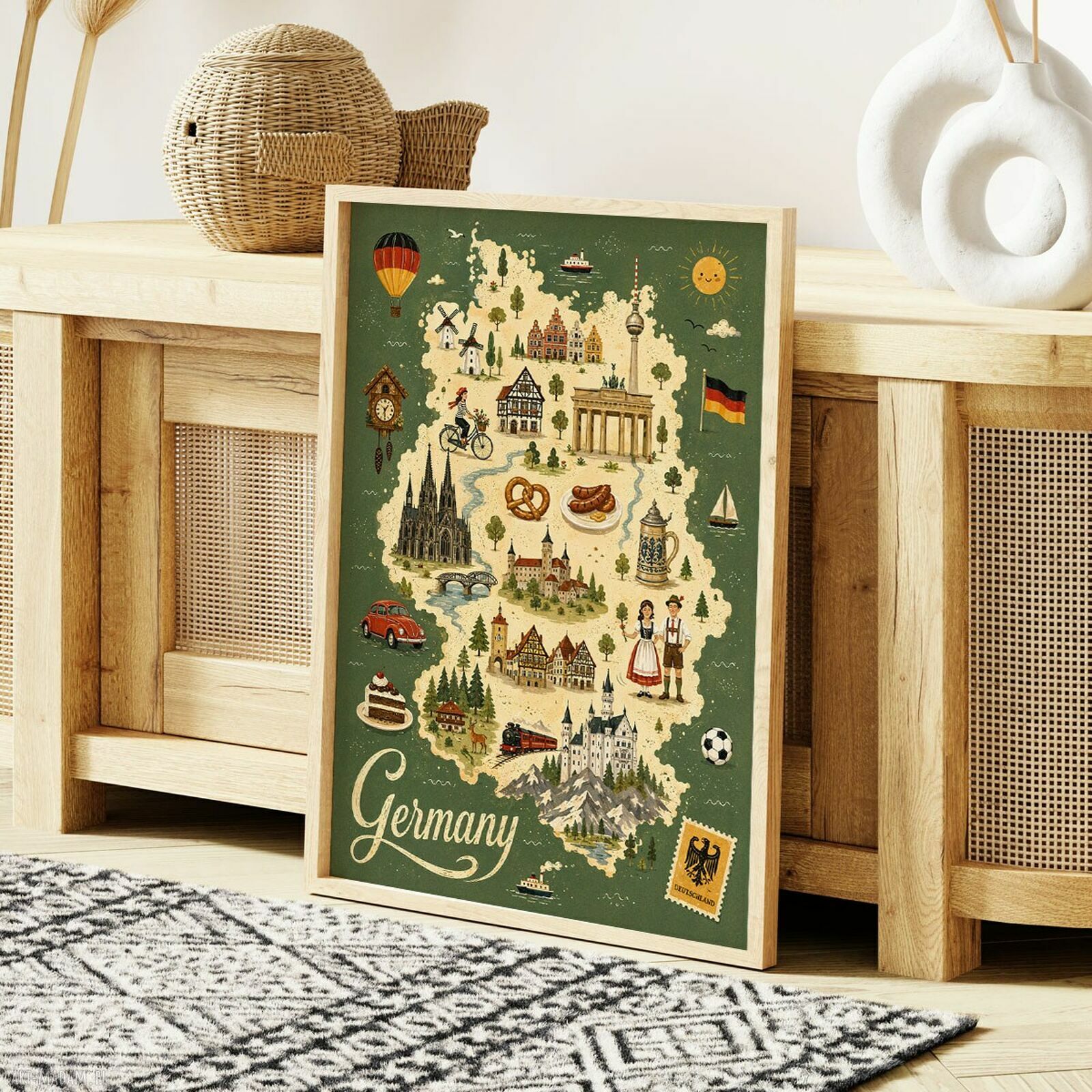 Kolorowa mapa Niemiec - plakat 61x91 cm