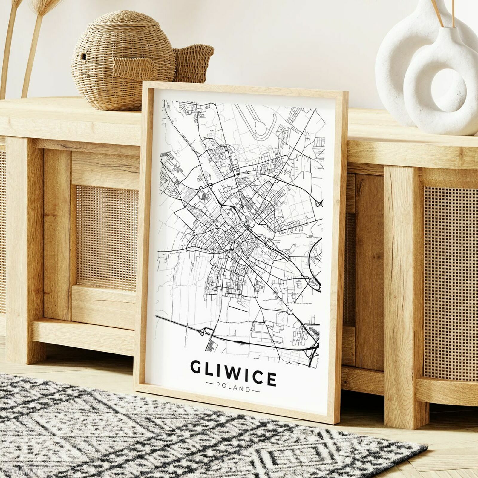 Plakat mapa Gliwice - format 50x70 cm B2