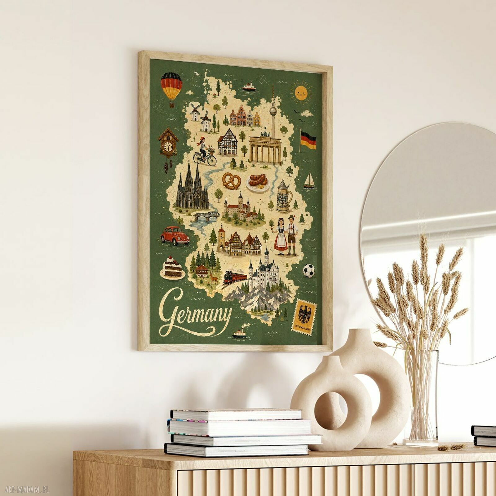 Kolorowy plakat z mapą Niemiec 40x50 cm