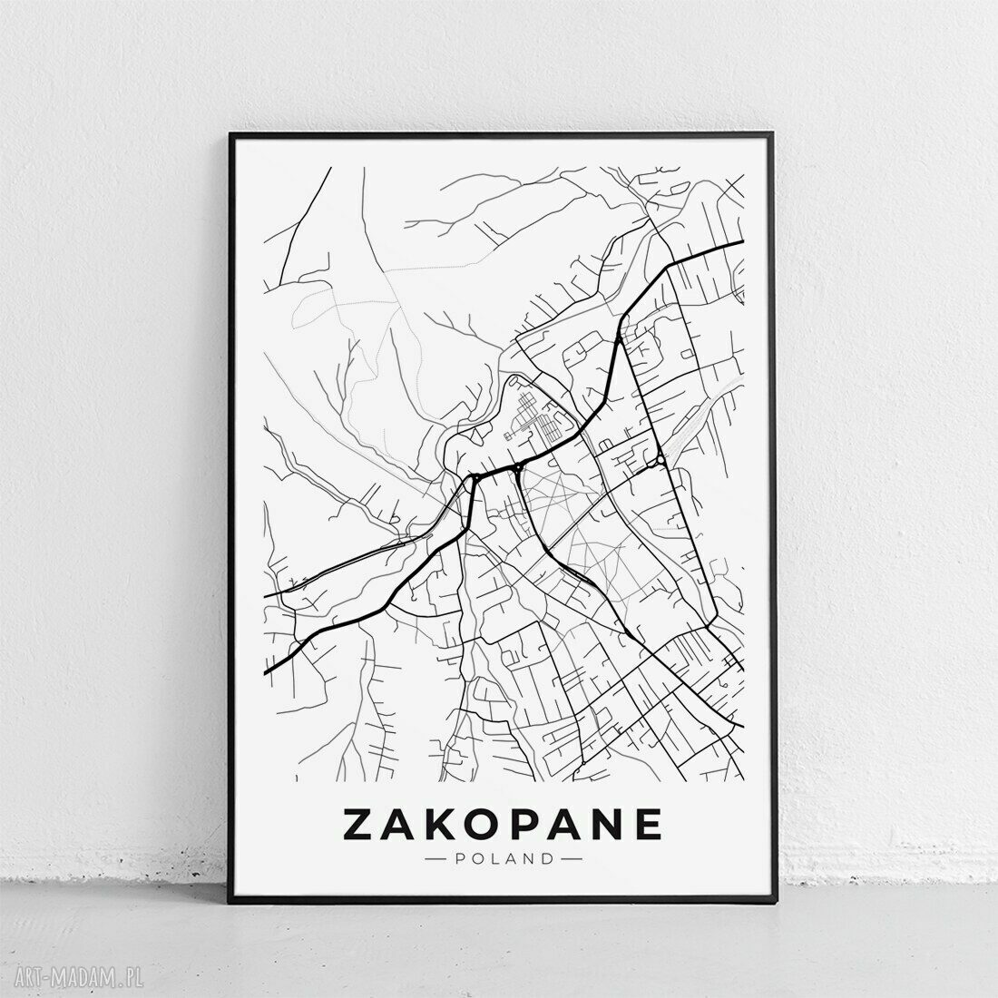 Plakat mapa Zakopane Polska 50x70 cm