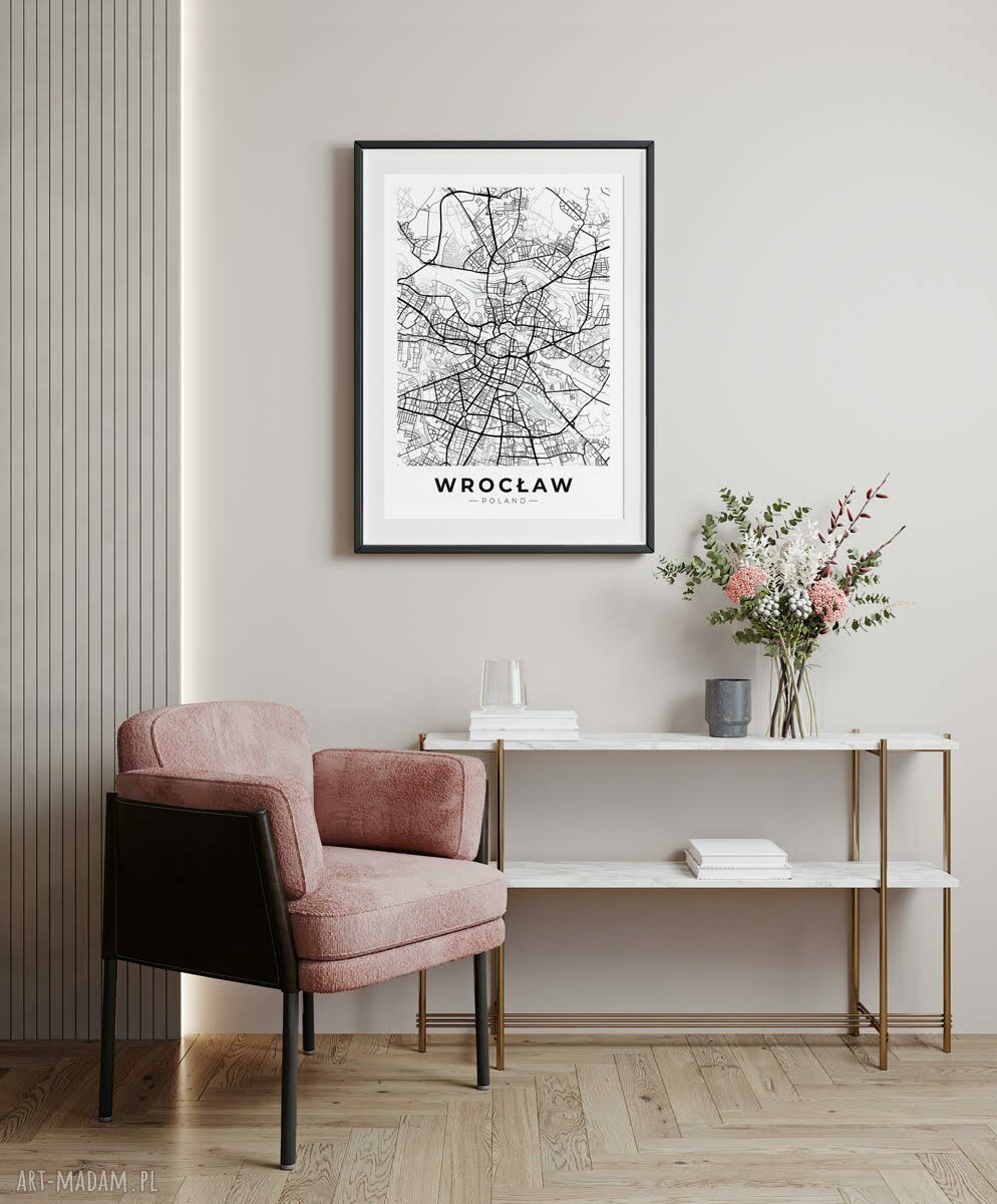 Plakat mapa Wrocławia w formacie 30x40 cm - prezent od serca