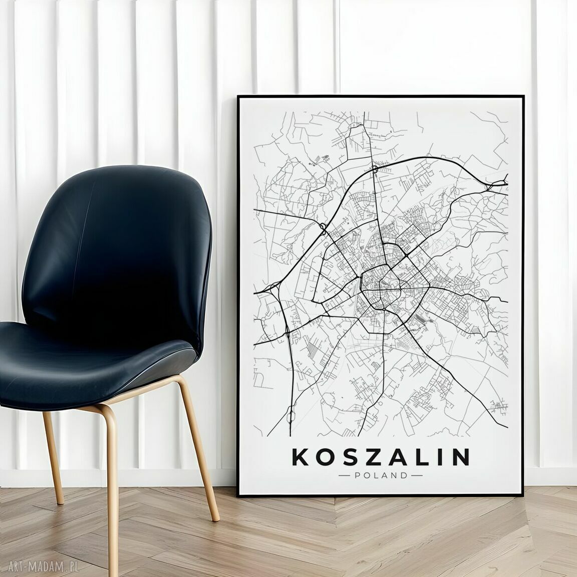 Plakat Mapa Koszalin w formacie A4 - mapy miast do Twojego wnętrza