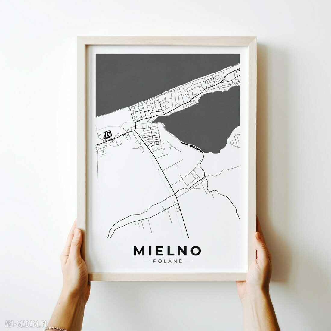 Plakat Mapa Mielno w formacie A4 - pamiątka z wakacji