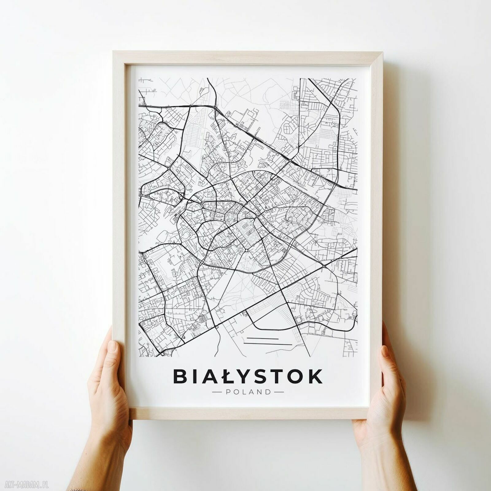 Plakat Mapa Białystok - format A4 (premium papier satynowy i nowoczesny druk)