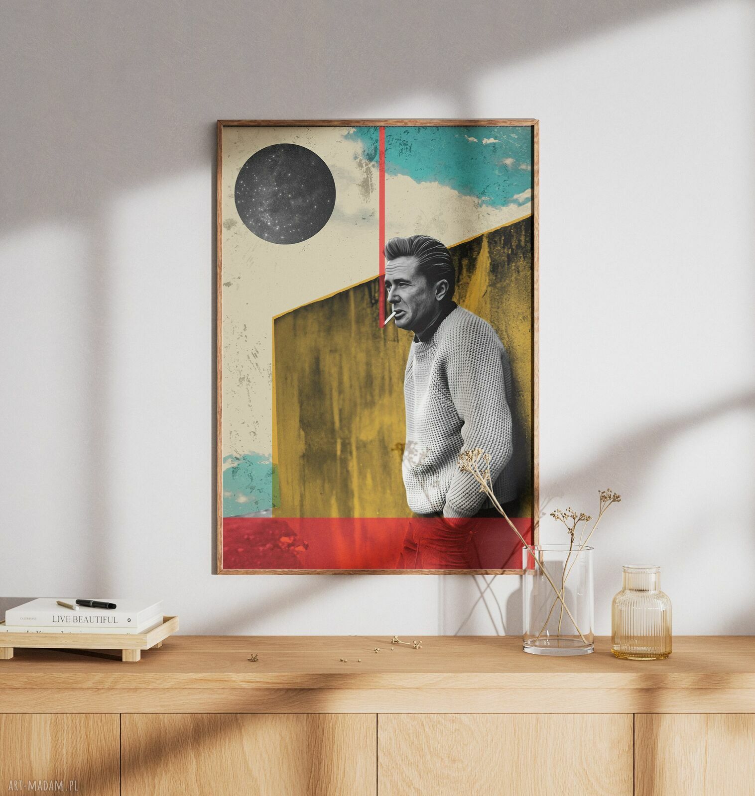 Plakat Marek Hłasko 50x70 cm - retro kolaż, polska literatura i idealny prezent dla mola książkowego