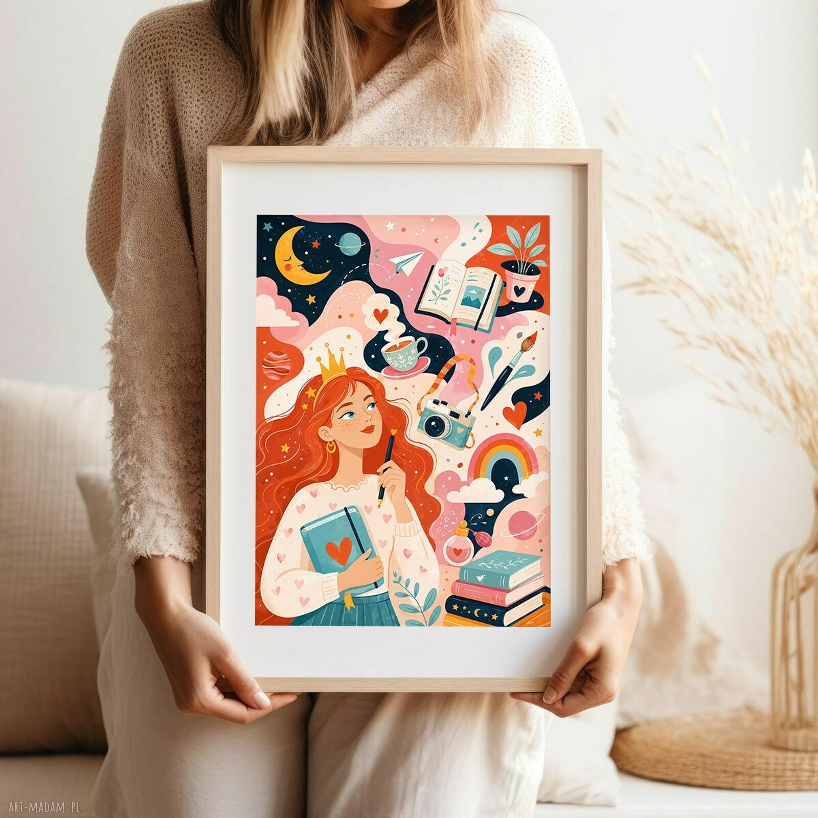 Plakat Marzycielka 30x40 cm - ilustracja pełna koloru i wyobraźni