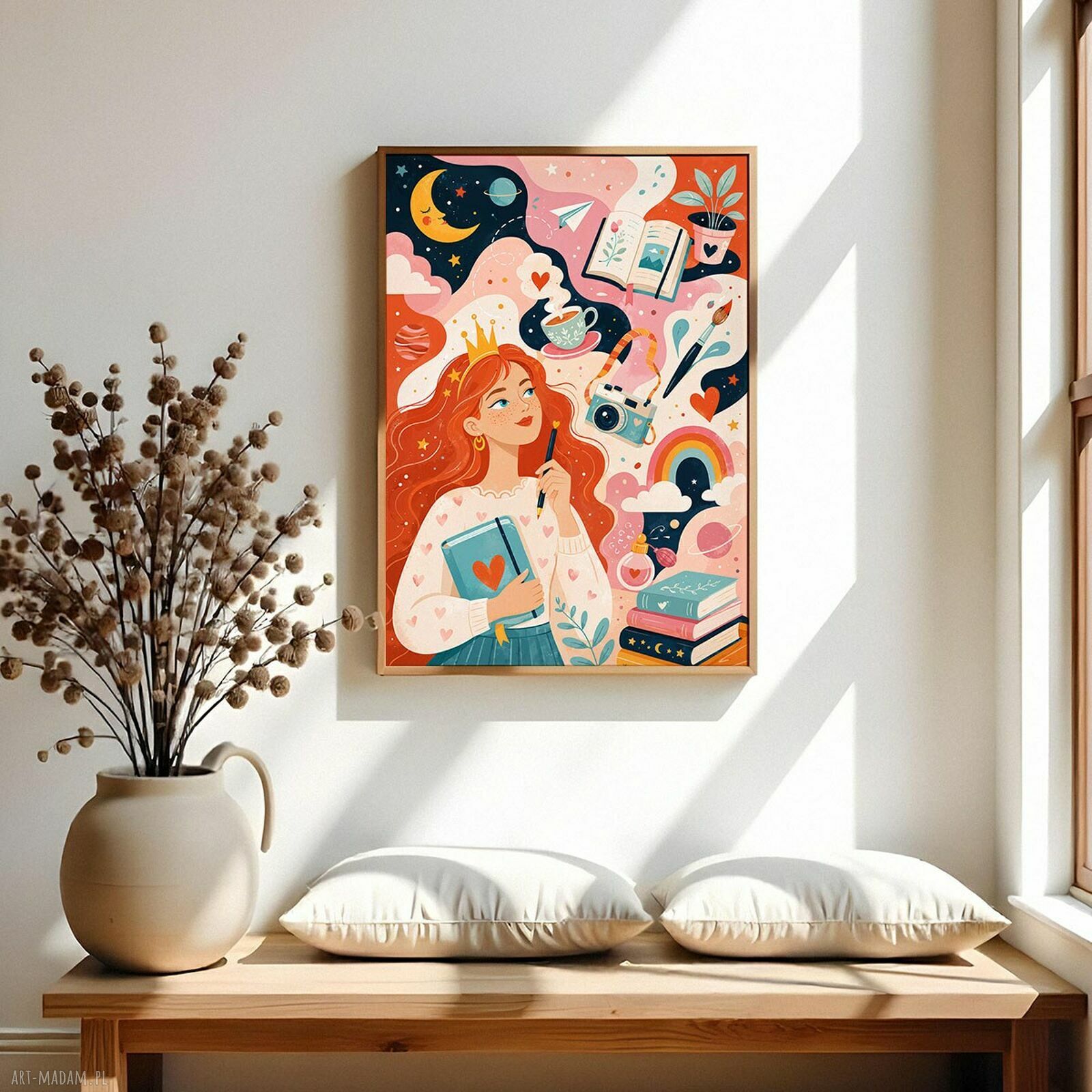 Plakat Marzycielka 40x50 cm - kobieca ilustracja do domu