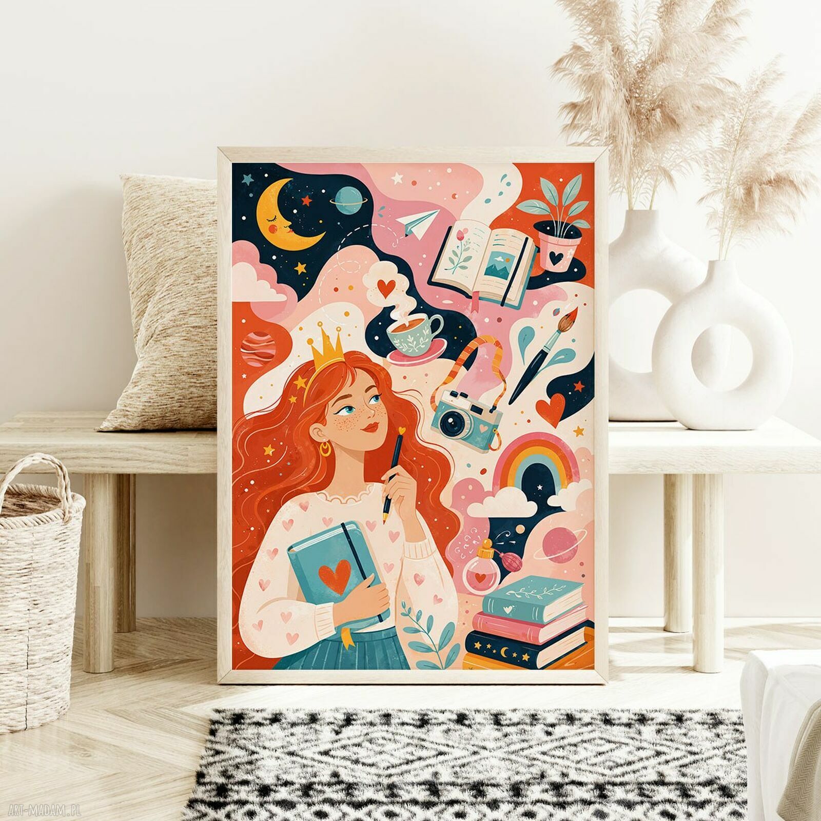 Plakat Marzycielka 61x91 cm - kolorowa ilustracja