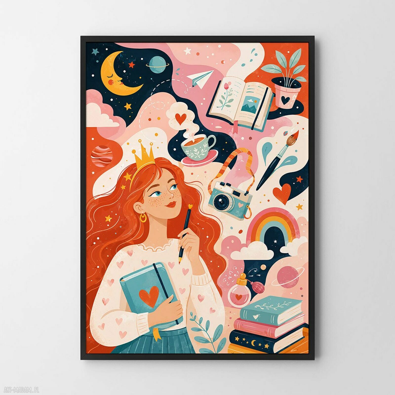 Plakat Marzycielka 50x70 cm - kolorowa ilustracja