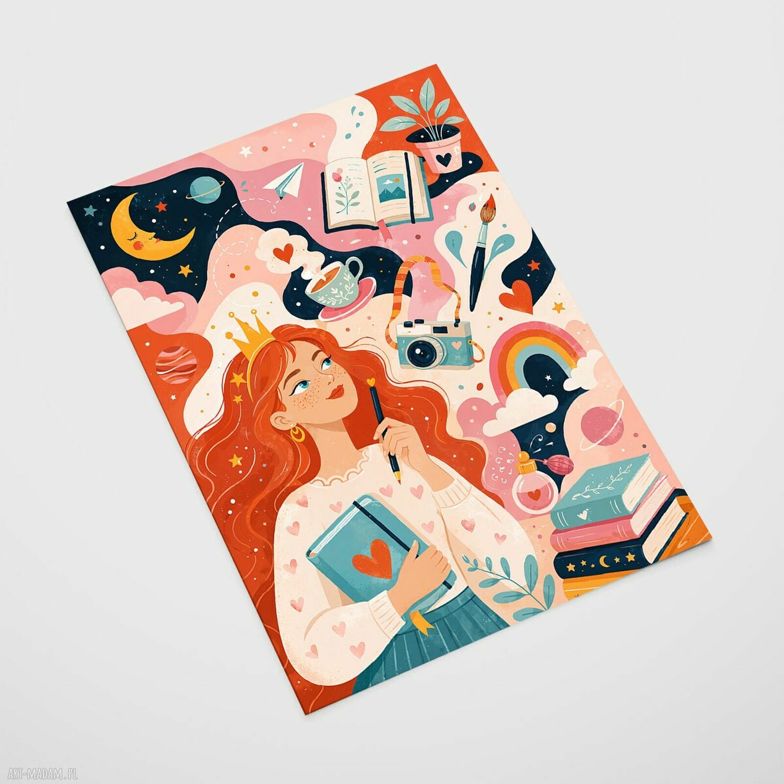 Plakat Marzycielka 30x40 cm - ilustracja pełna koloru i wyobraźni