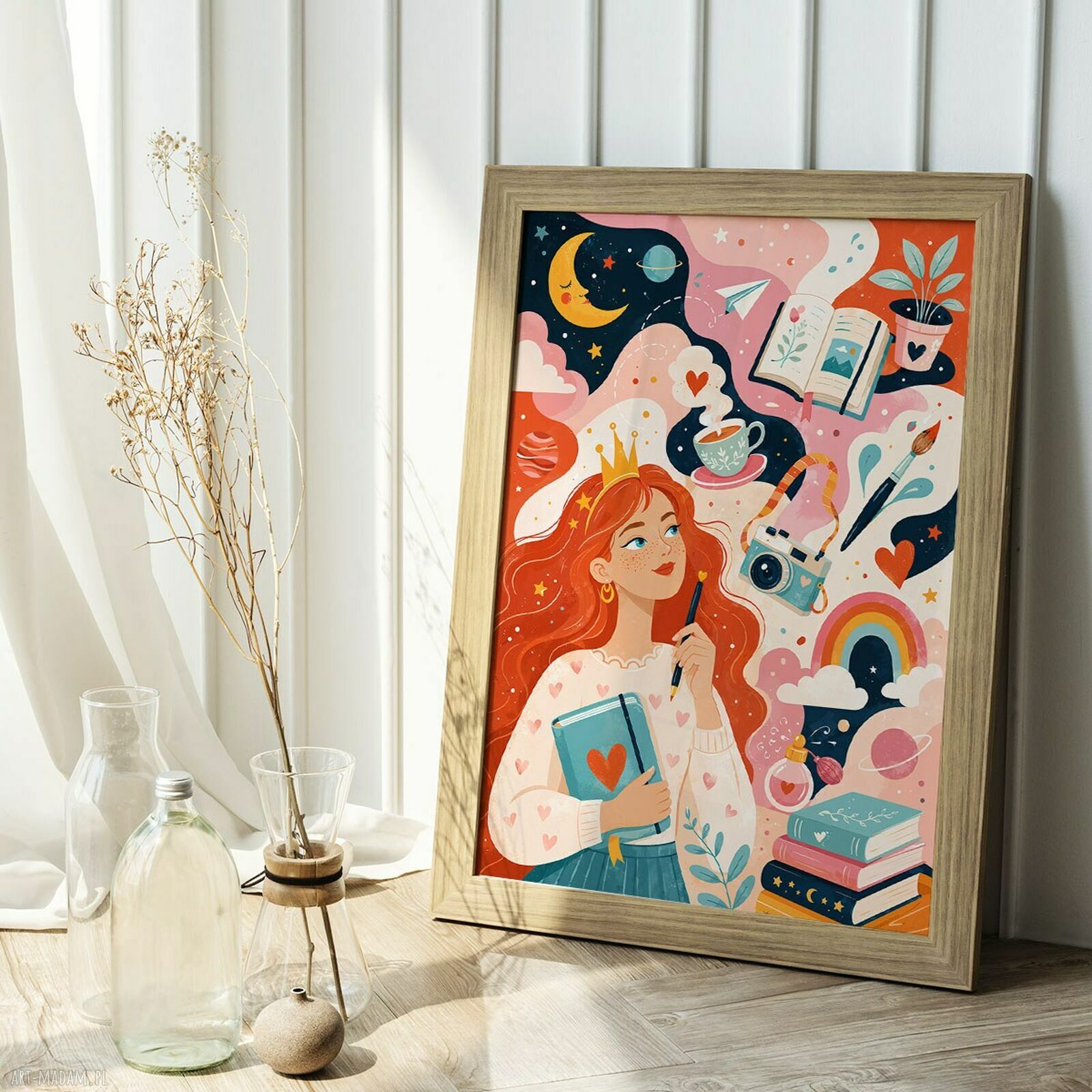 Plakat Marzycielka 40x50 cm - kobieca ilustracja do domu