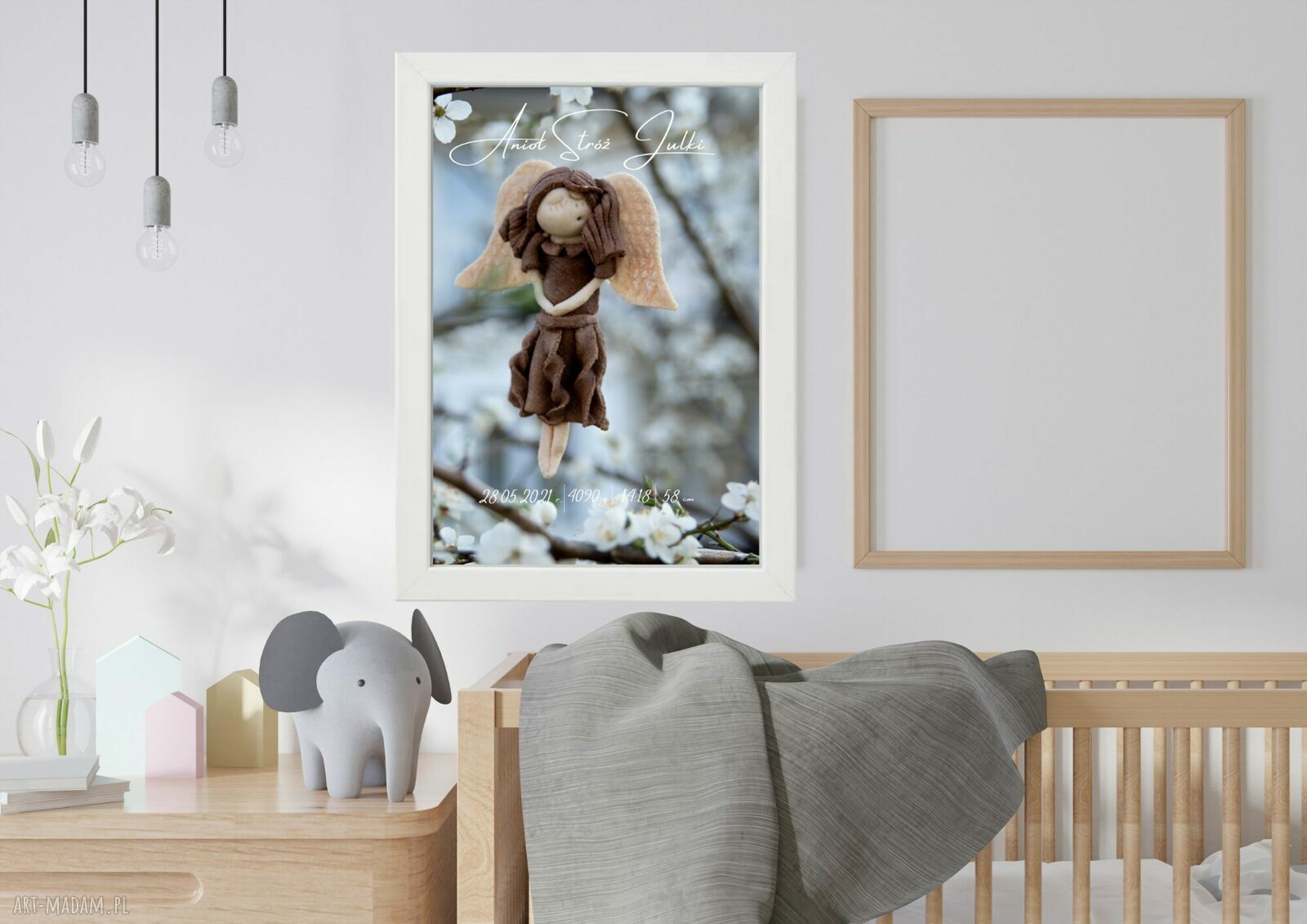 Metryczka plakat z aniołem dla dziecka