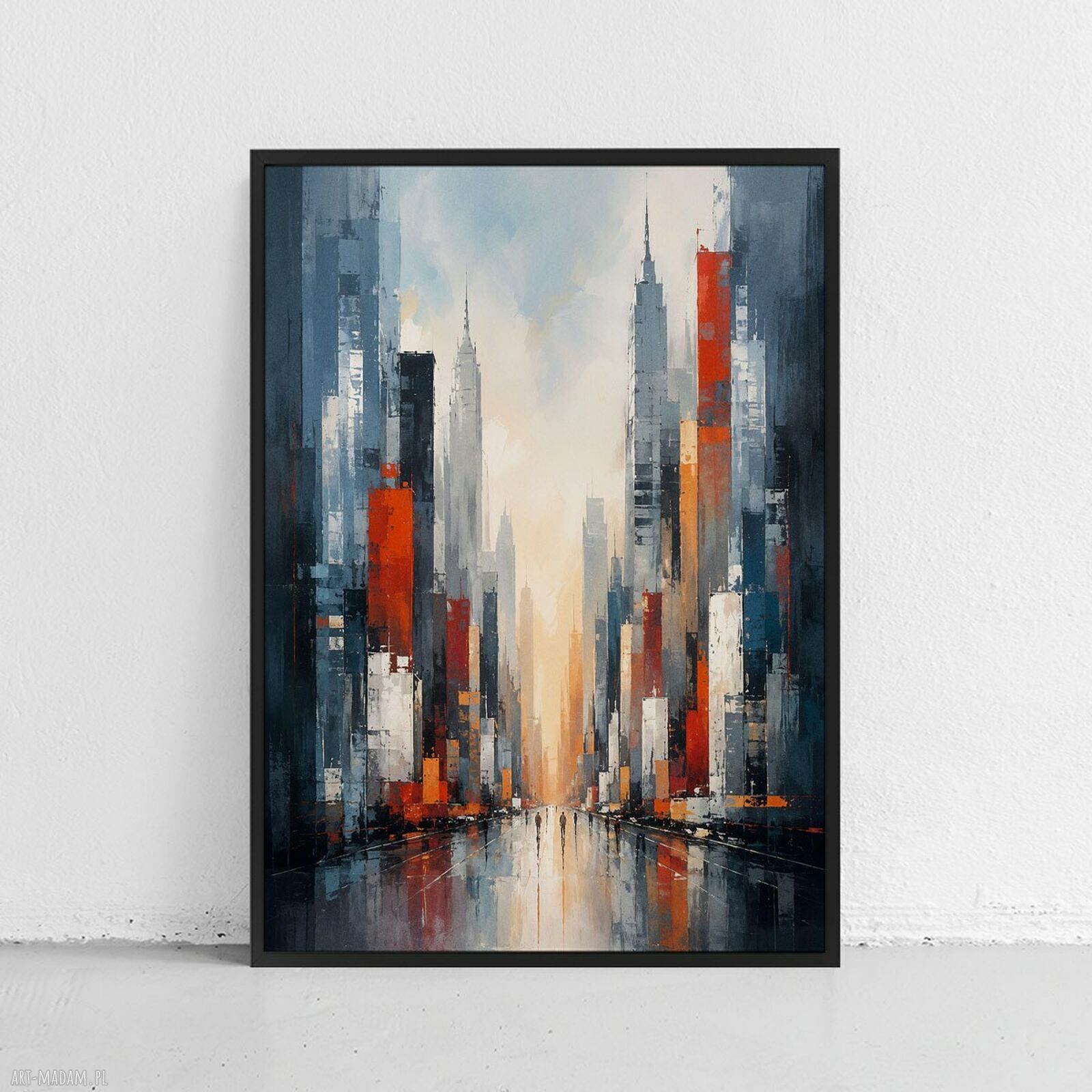 Plakat Miasto w deszczu 40x50 cm - abstrakcyjna dekoracja do wnętrza