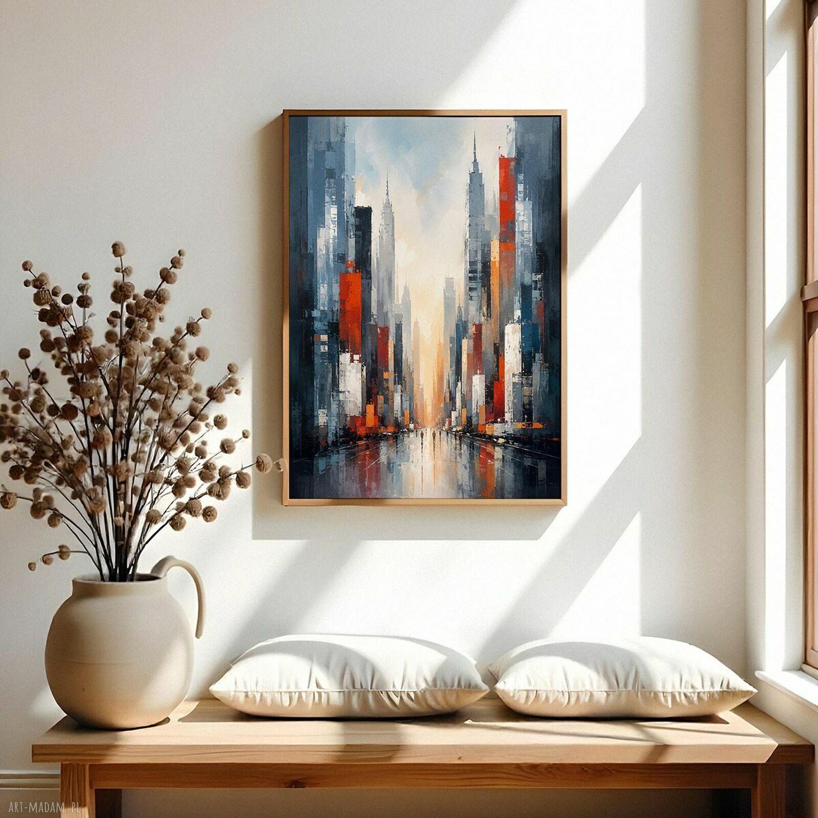 Plakat Miasto w deszczu 40x50 cm - abstrakcyjna dekoracja do wnętrza