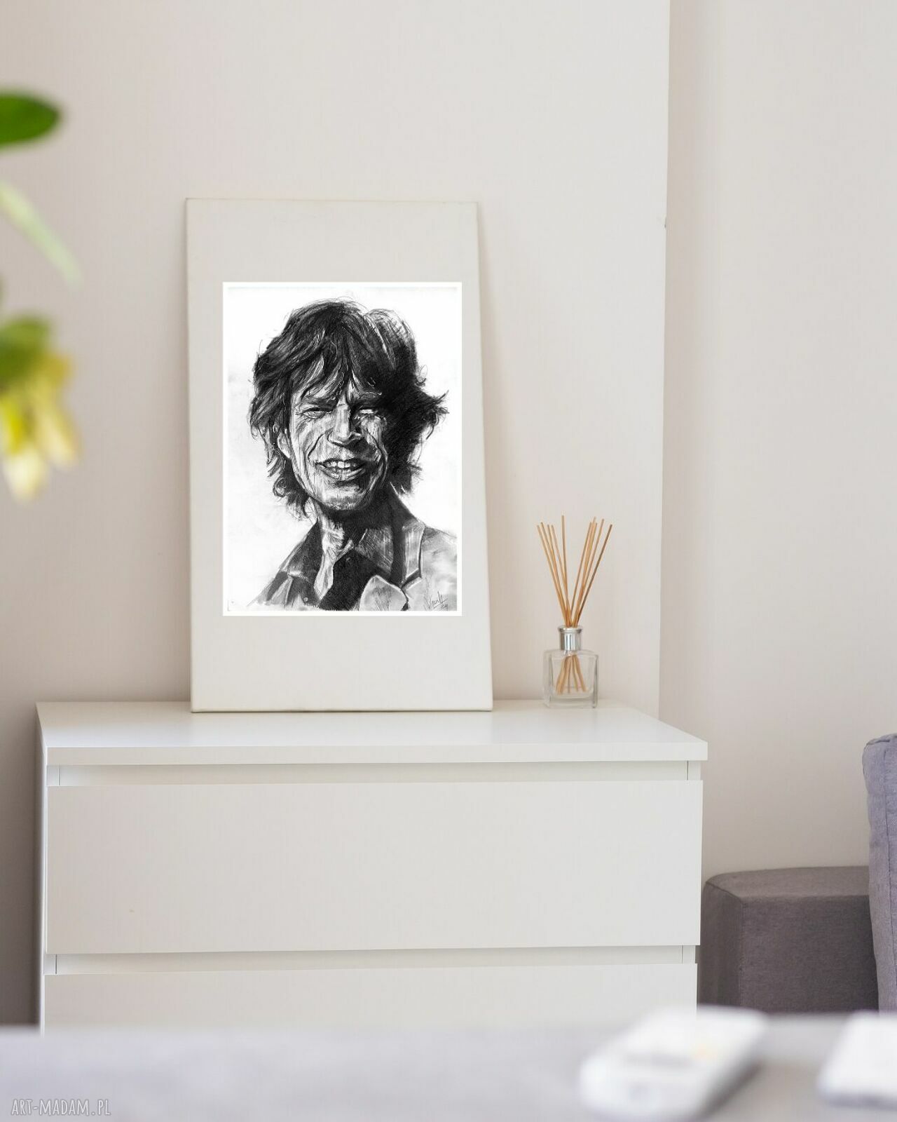 Plakat Mick Jagger z serii Ikony A3 - rysunek ołówkiem na matowym papierze