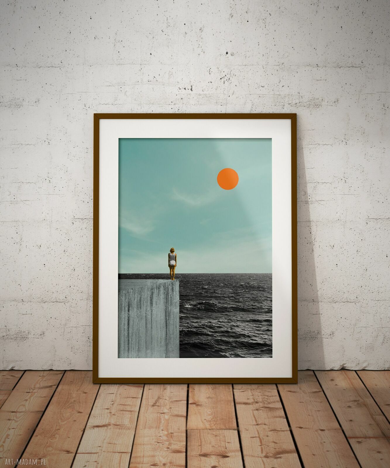 Plakat „Miło Cię znów widzieć” 30x40 cm - ocean i minimalistyczna dekoracja