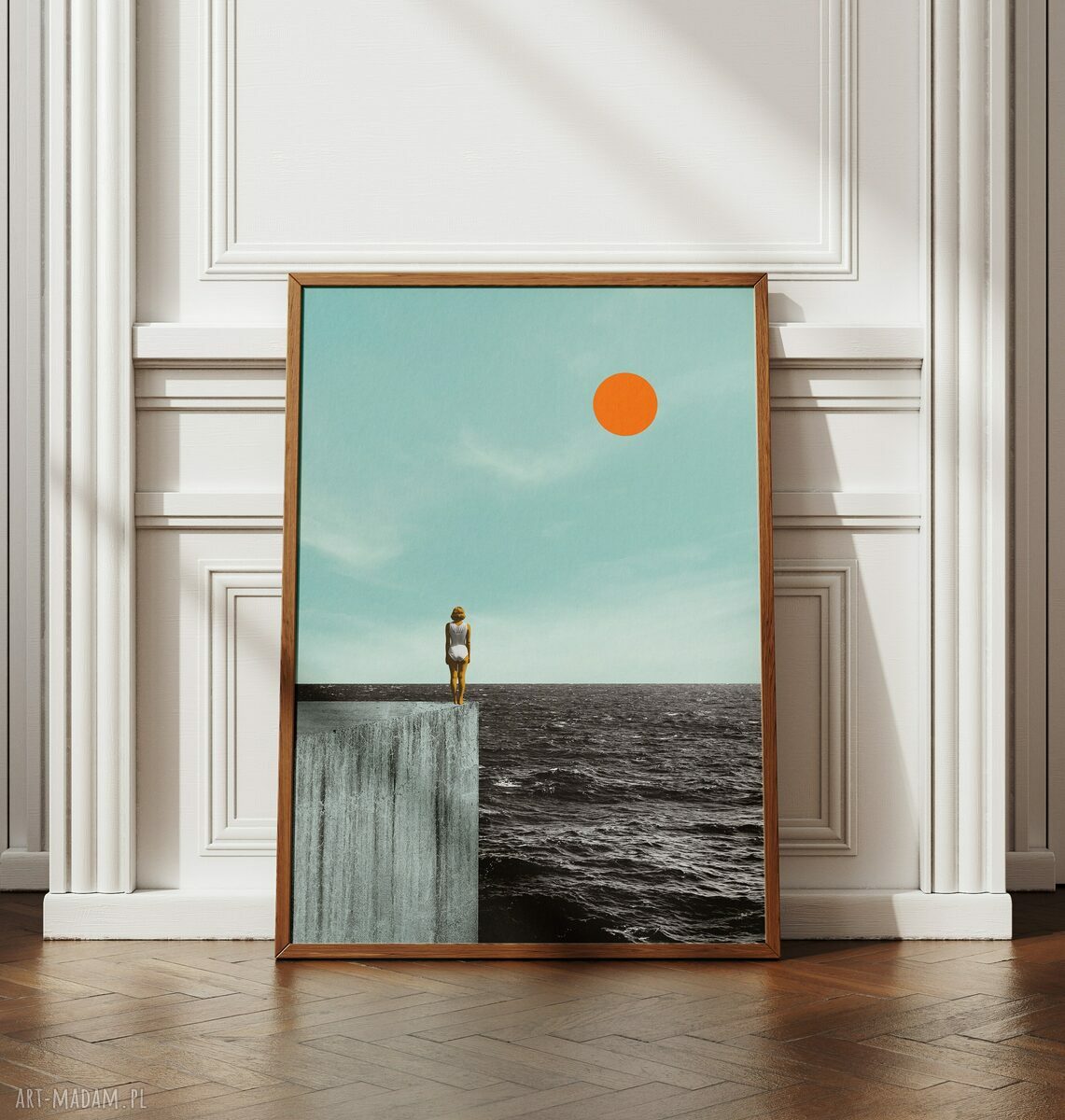 Plakat „Miło Cię widzieć” 70x100 cm - minimalistyczny ocean spokoju