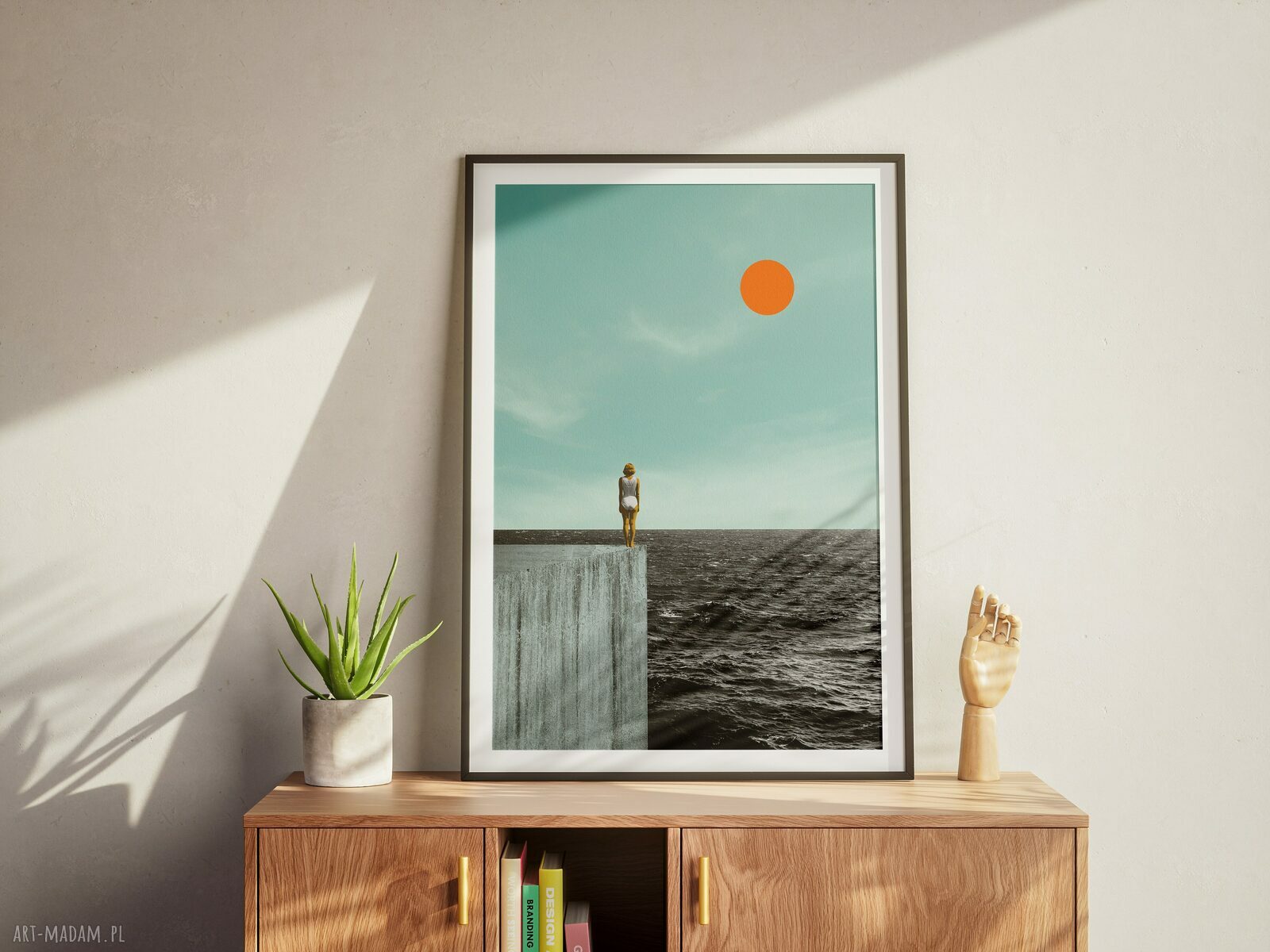 Plakat „Miło Cię znów widzieć” 30x40 cm - ocean i minimalistyczna dekoracja