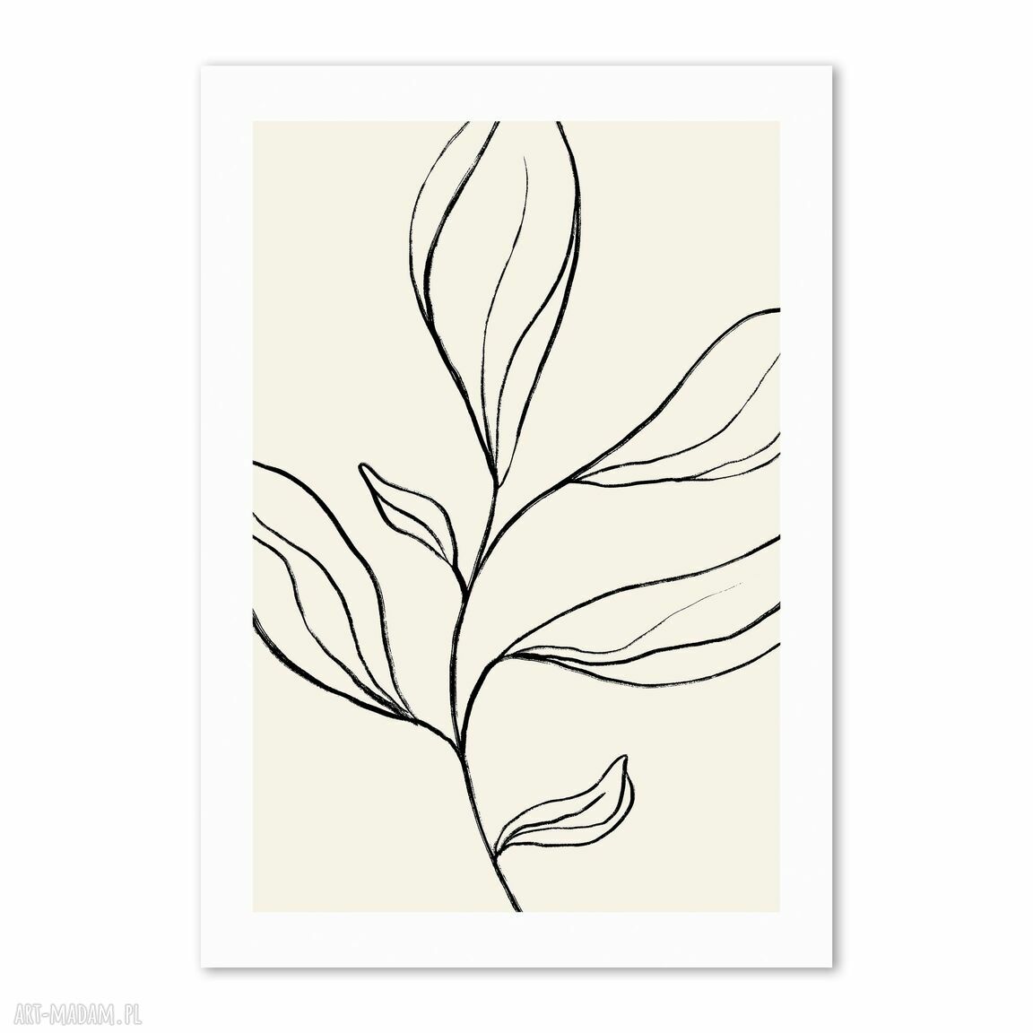 Minimalistyczna natura boho - plakat 40x50 cm z rysunkiem liścia (bez ram)