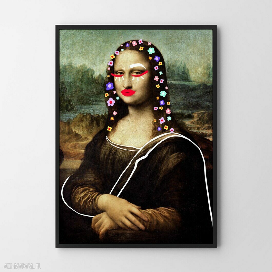 Plakat Mona Lisa w kwiatach 30x40 cm - popularna sztuka Hogstudio