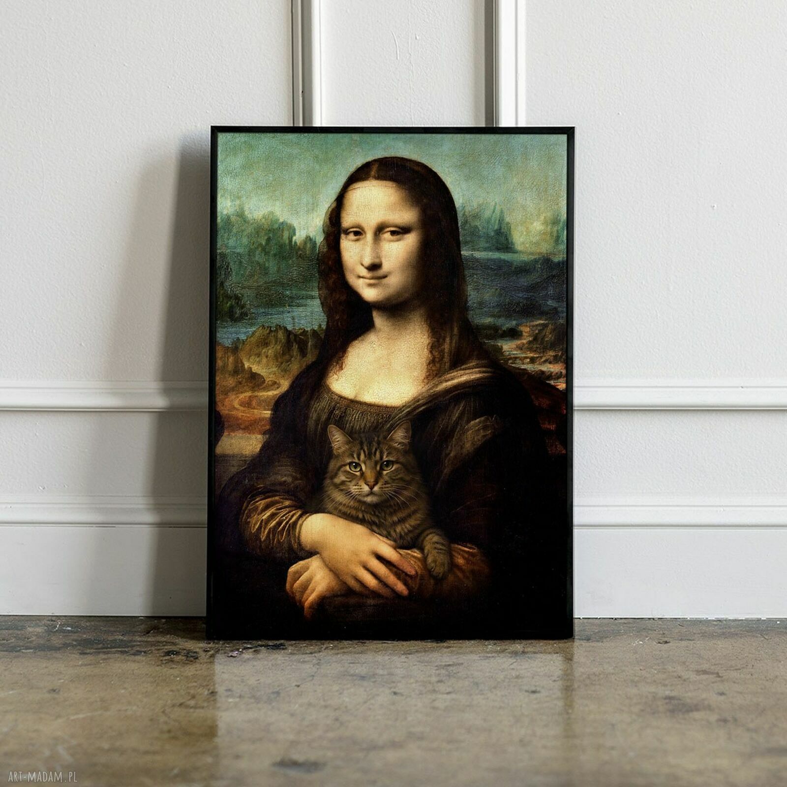 Plakat Mona Lisa z kotem - format 30x40 cm