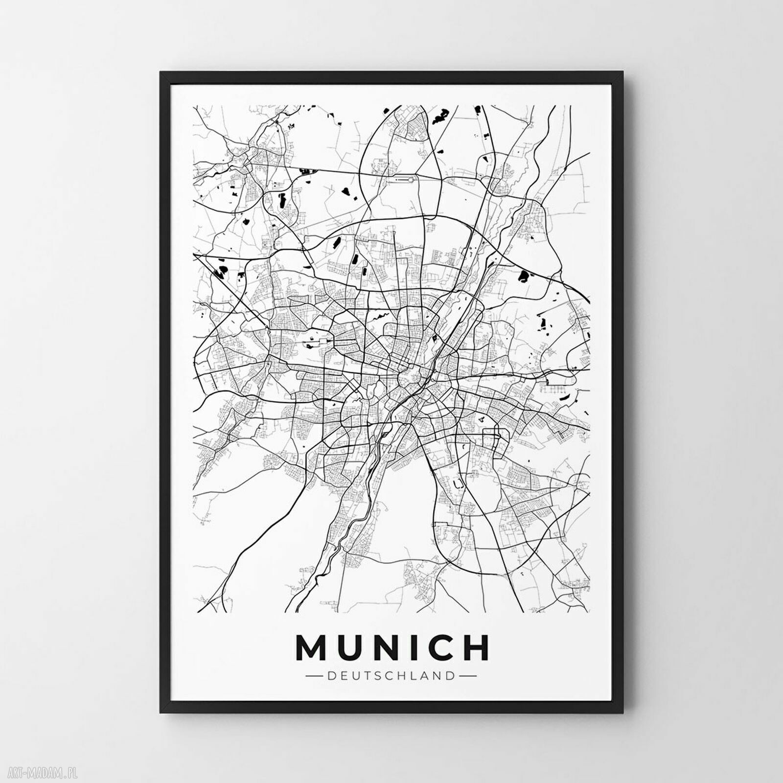 Plakat Monachium Munich mapa 50x70 cm B2