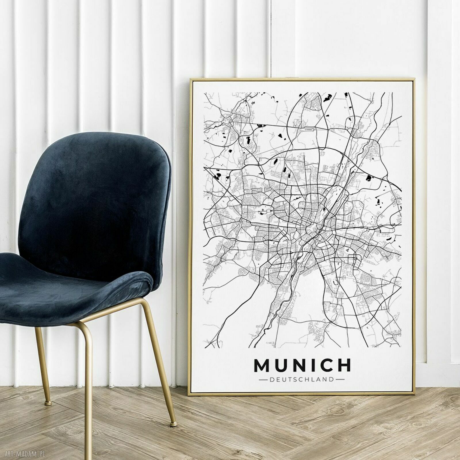 Plakat Monachium - mapa miasta 61x91 cm od Hogstudio