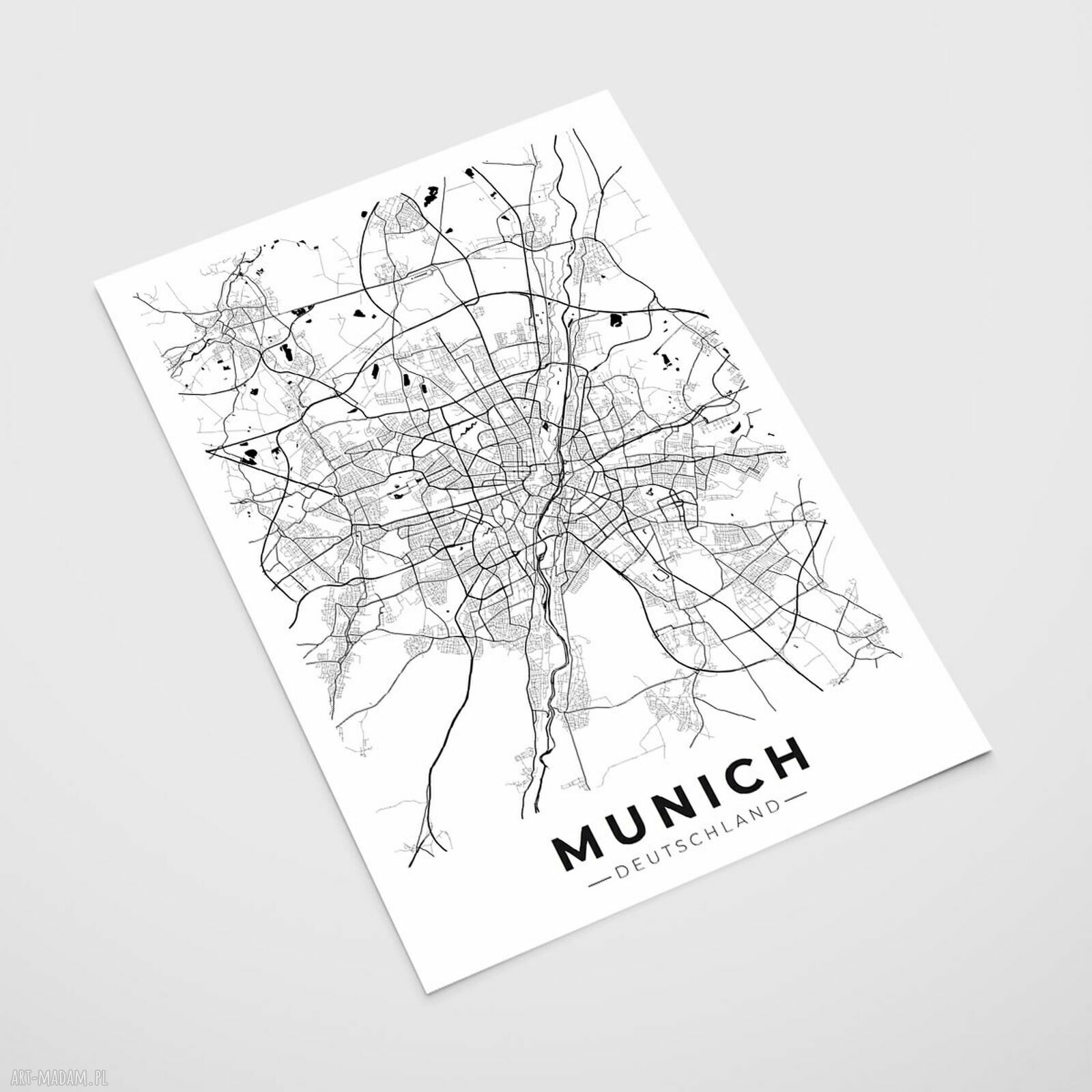 Plakat Monachium Munich mapa 30x40 cm