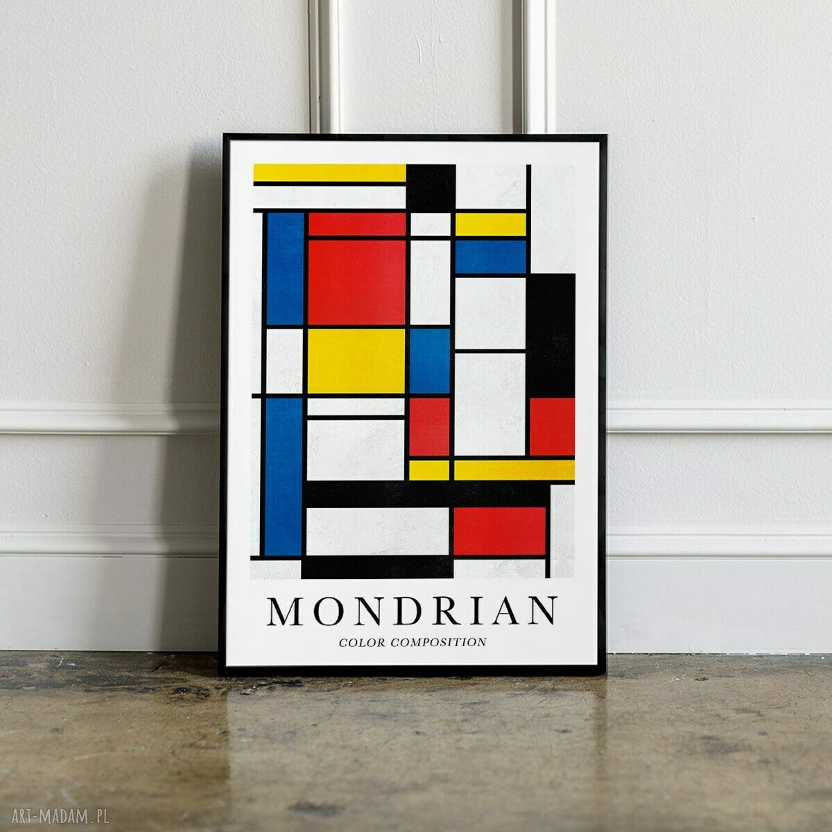 Plakat Mondrian geometria 61x91 cm - kolorowy akcent do wnętrza