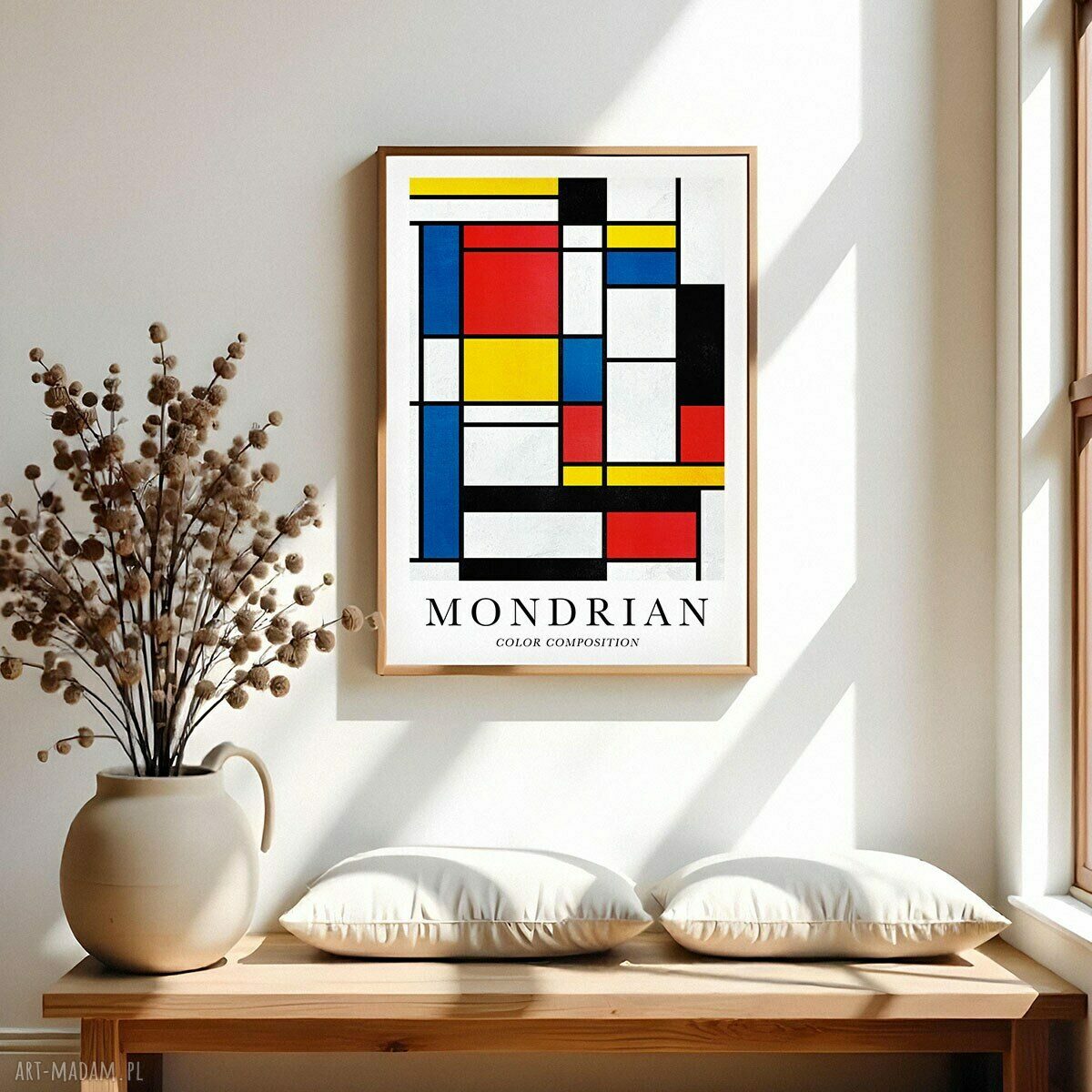 Plakat Mondrian geometria 61x91 cm - kolorowy akcent do wnętrza