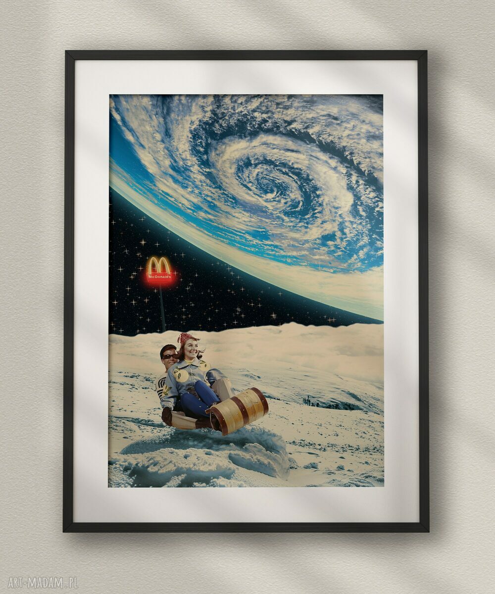 Plakat Moon Drive - kolaż Fine Art A3