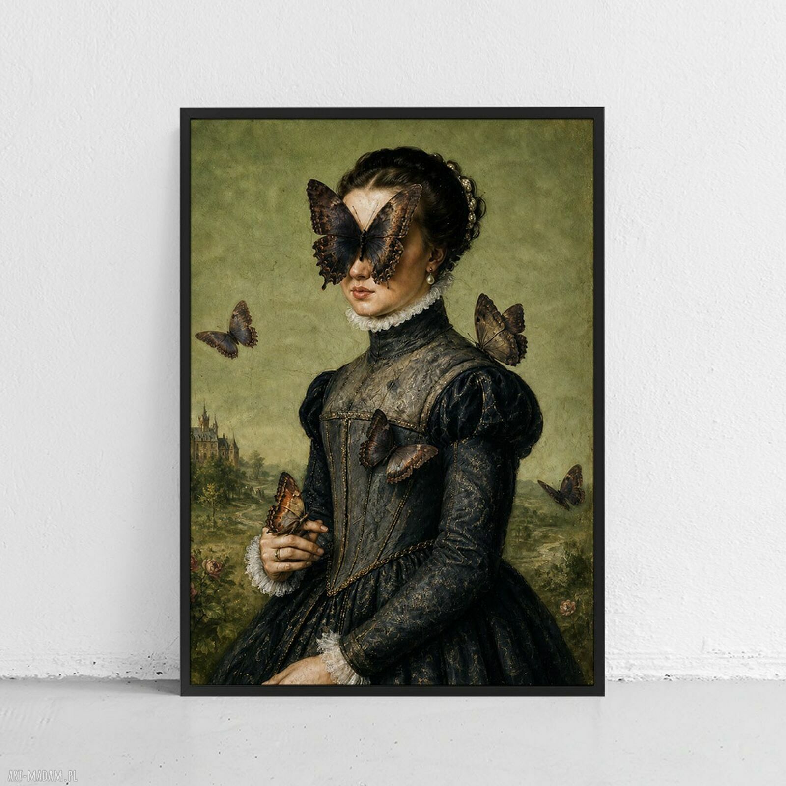 Plakat z motylami i kobiecym portretem 61x91 cm