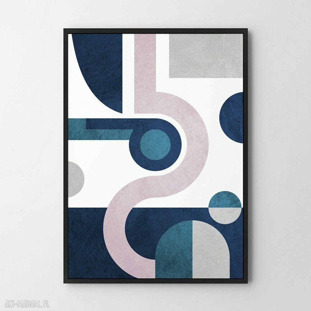 Plakat niebieska geometria 50x70 cm do salonu
