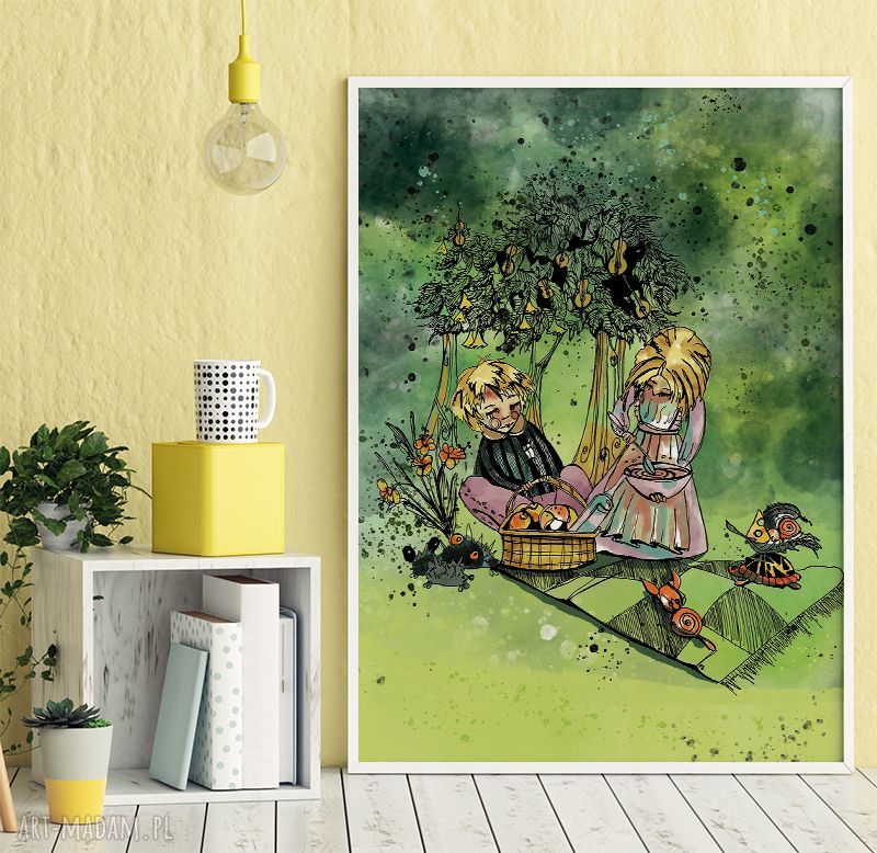 Plakat Niezwykły Piknik - autorska grafika do pokoju dziecka