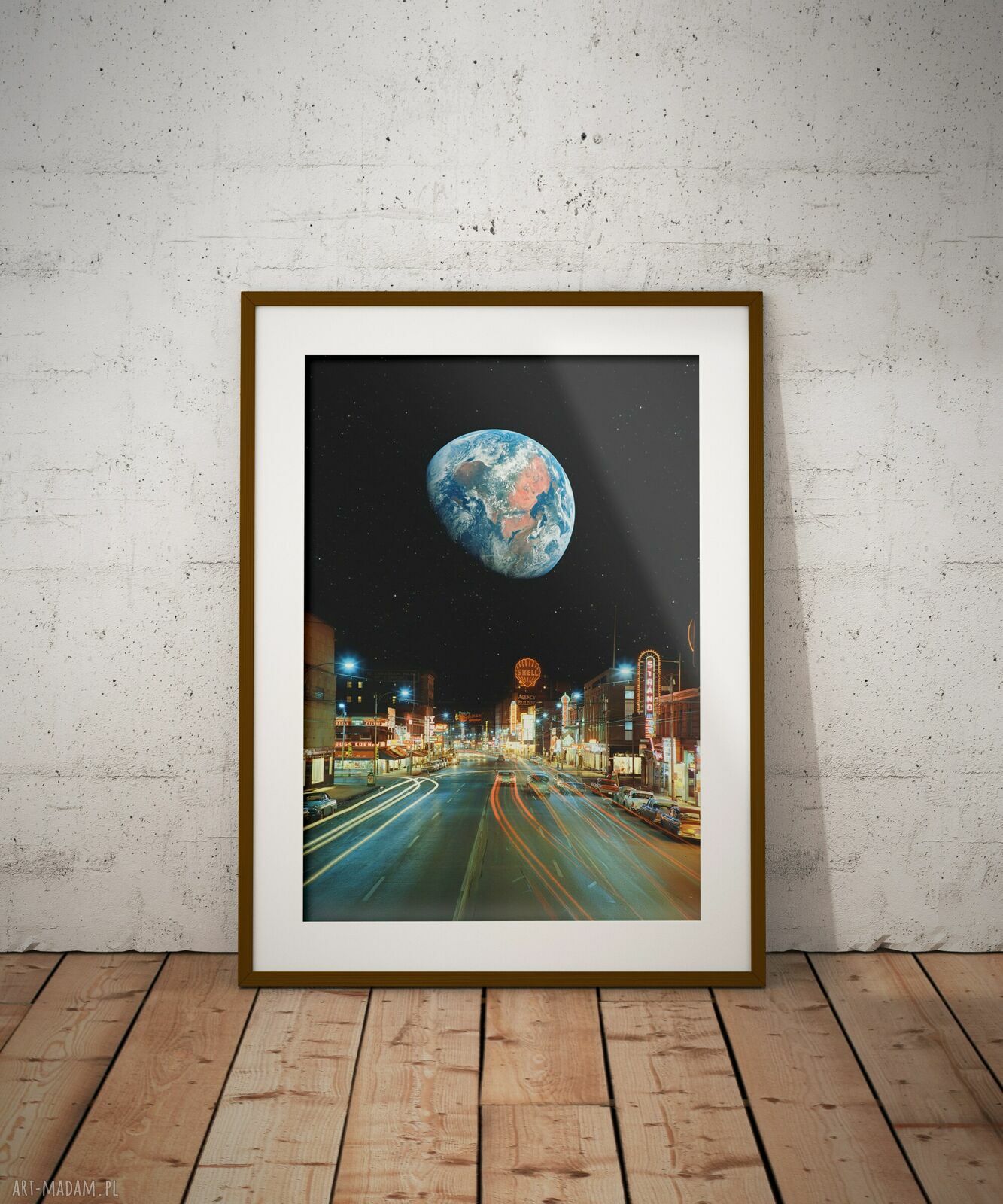 Plakat Nocna przejażdżka - Kolaż Fine Art A3 (druk pigmentowy na papierze kredowym)
