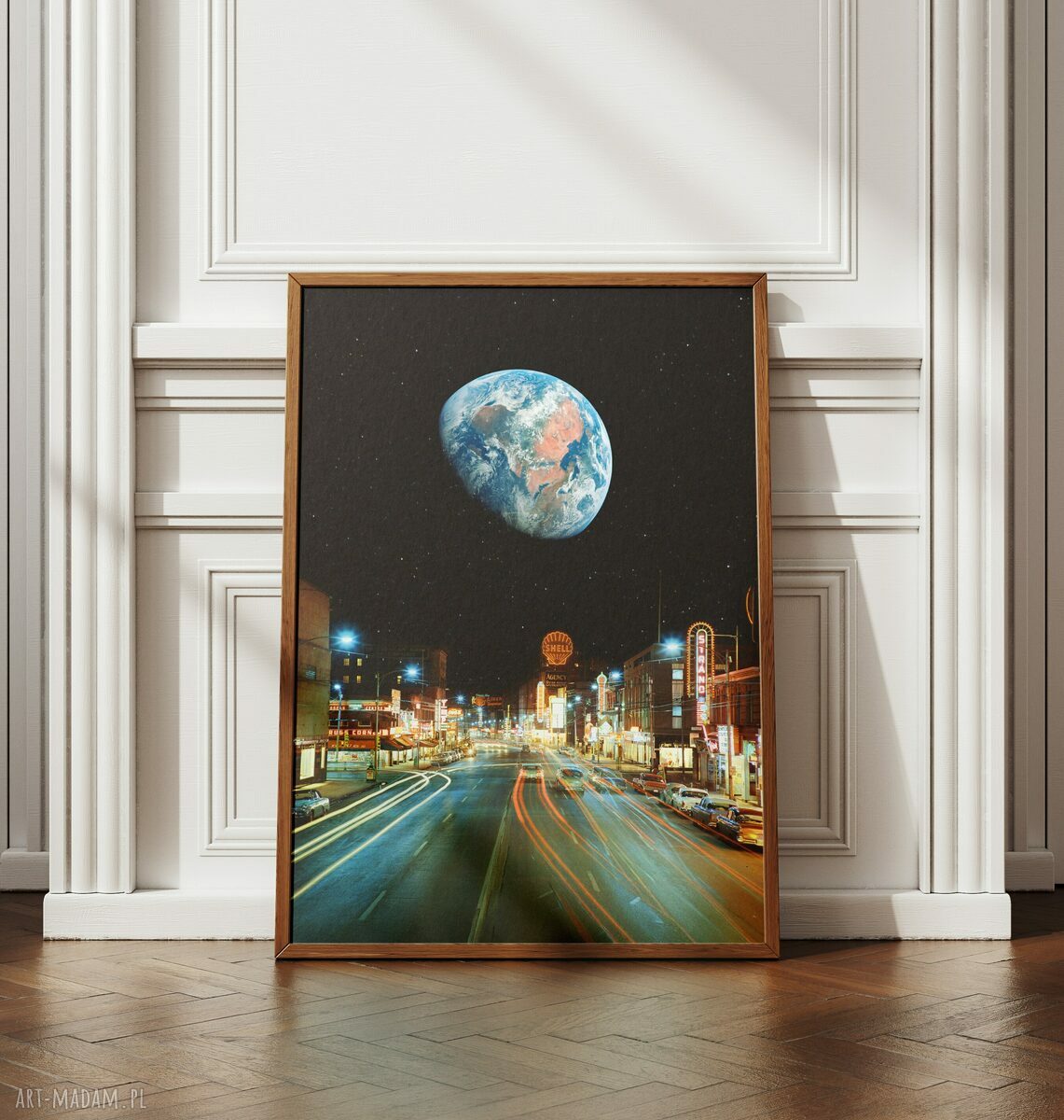 Plakat Nocna przejażdżka - Kolaż Fine Art A3 (druk pigmentowy na papierze kredowym)