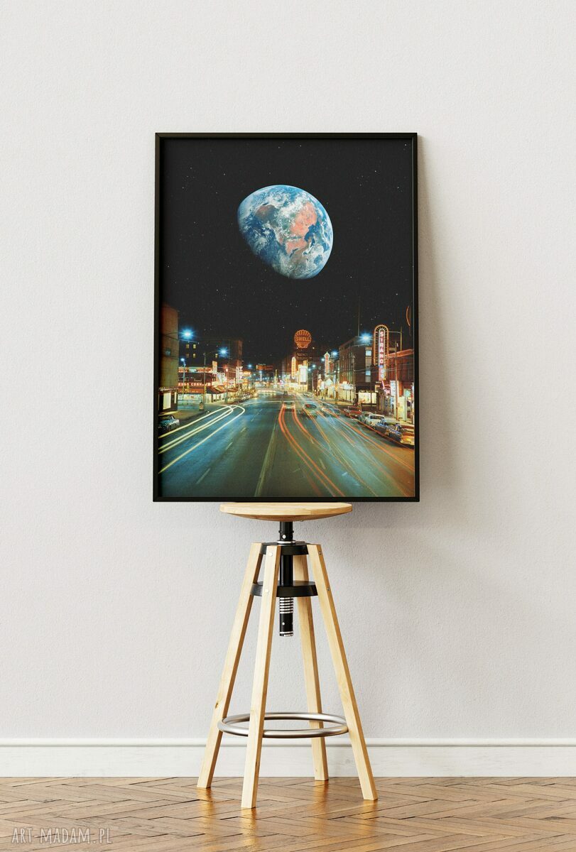 Plakat Nocna przejażdżka - Kolaż Fine Art A3 (druk pigmentowy na papierze kredowym)