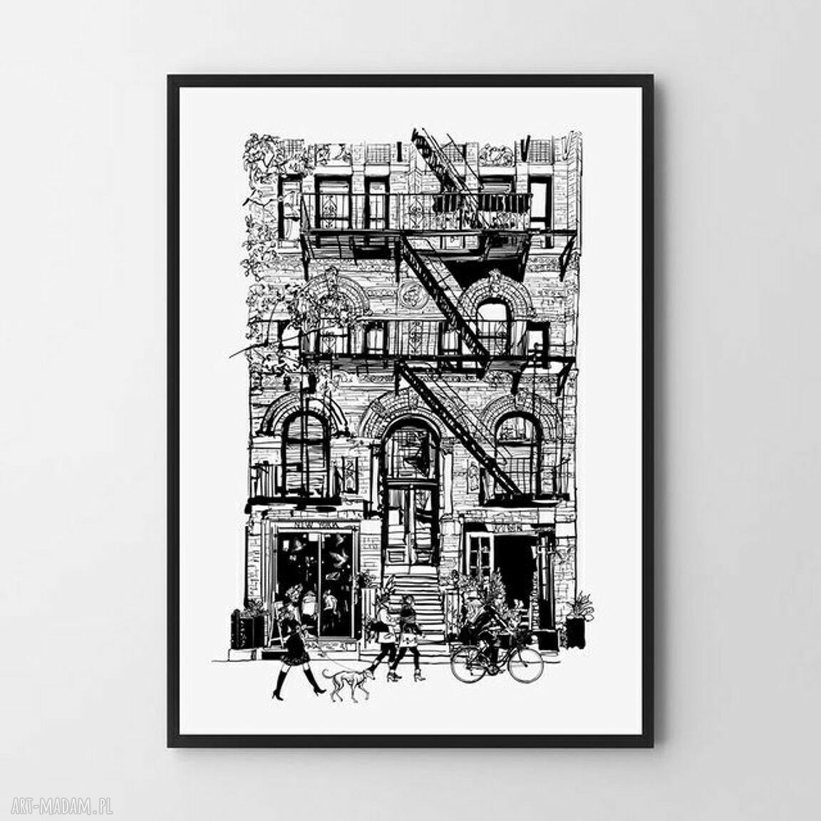 Plakat Avenue A2 42x59,4 cm czarno-biały do salonu