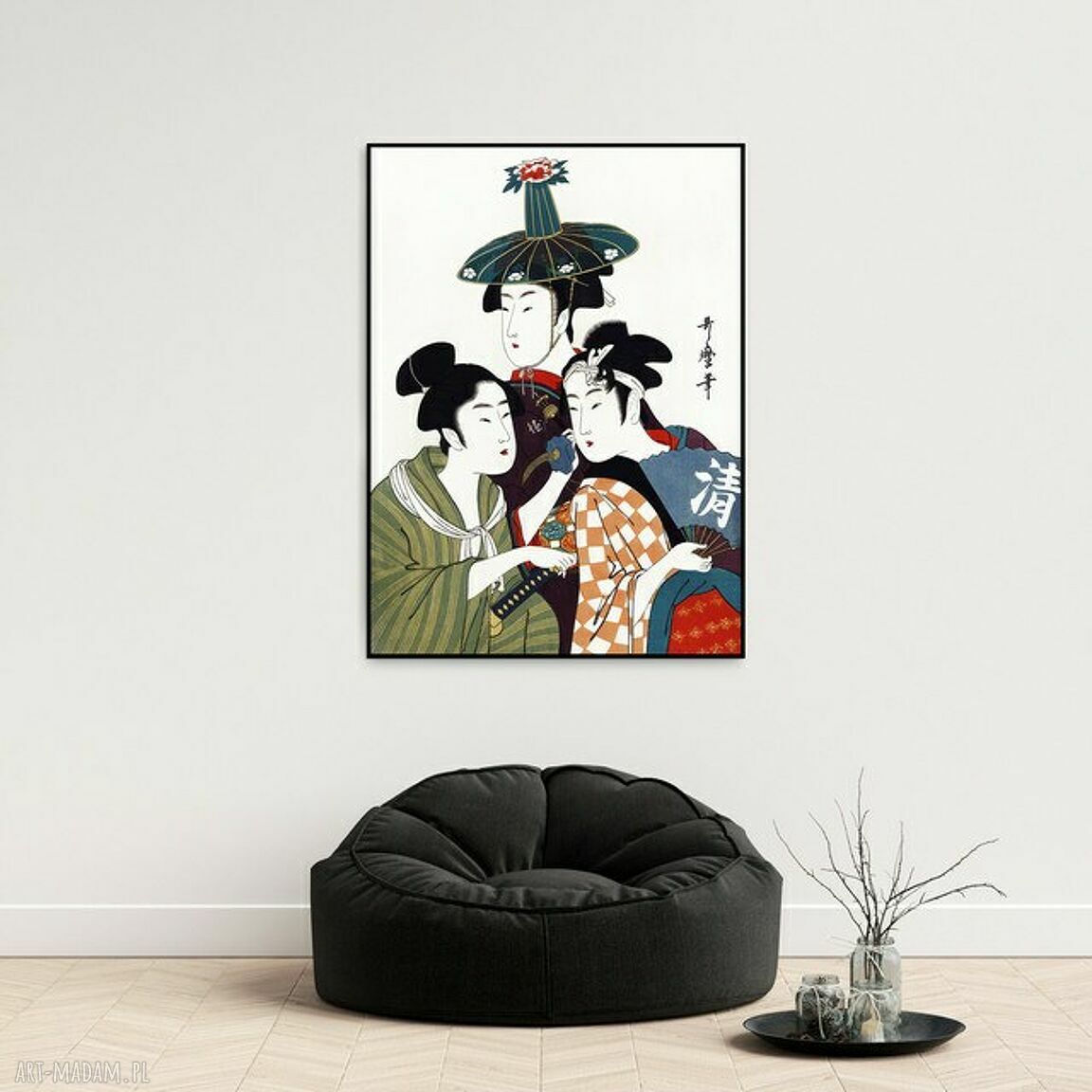 Plakat „Azjatyckie Trio” A3 29.7x42 cm - biel i czerń