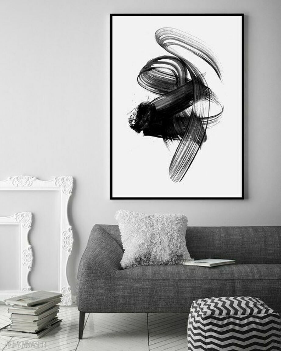 Plakat obraz Brush 50x70 cm B2 - czarno-biała grafika