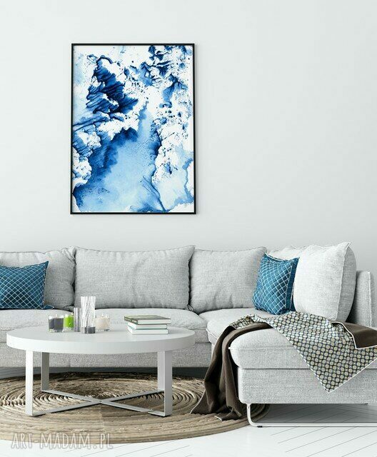 Plakat Obraz Blue Wave 50x70 cm B2 - abstrakcja turkusowa