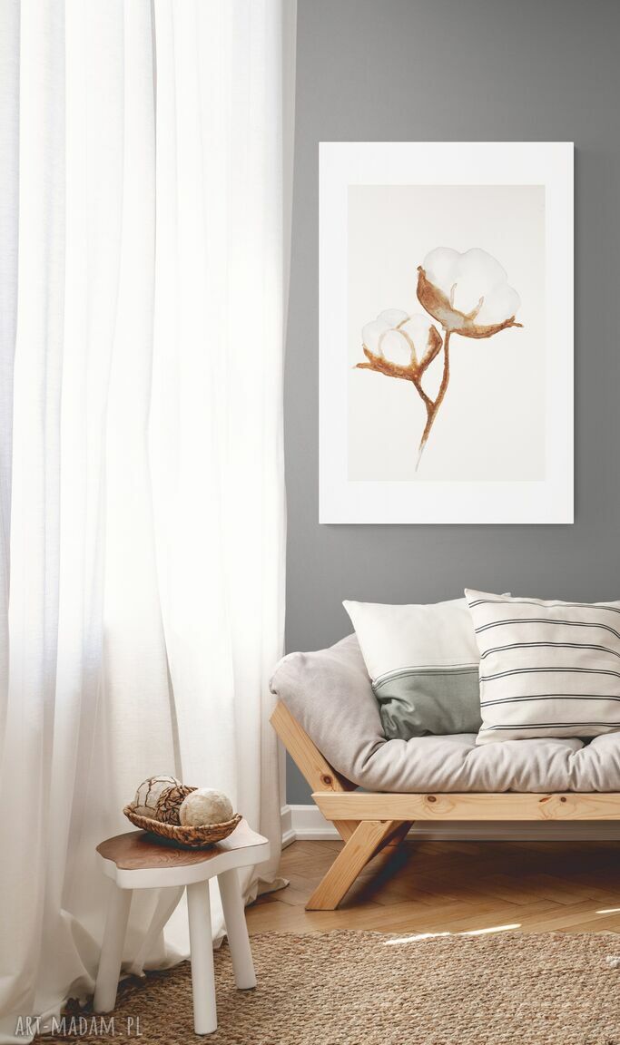 Plakat 30x40 Bawełna I w odcieniach beż i brąz - reprodukcja na papierze Dtec Satin