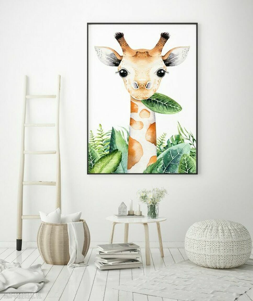 Plakat obraz żyrafa 50x70 cm B2 do pokoju dziecka
