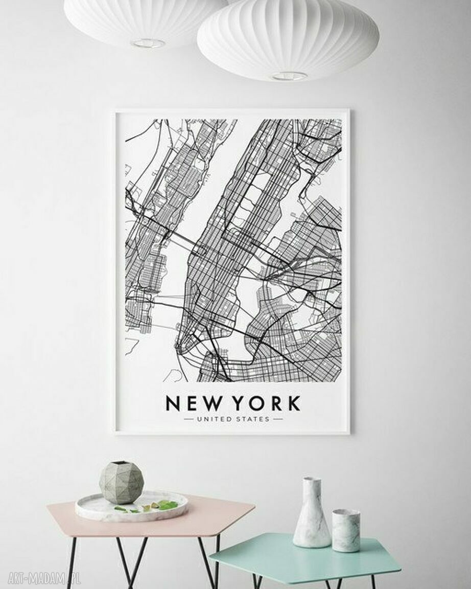 Plakat obraz mapa Nowy Jork 50x70 cm B2