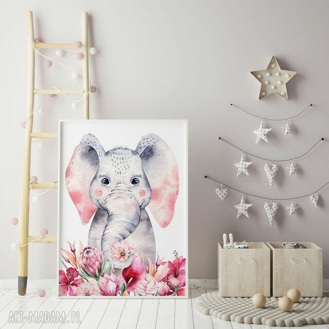 Plakat obraz trąbalinka 50x70 cm B2 - handmade do pokoju dziecka