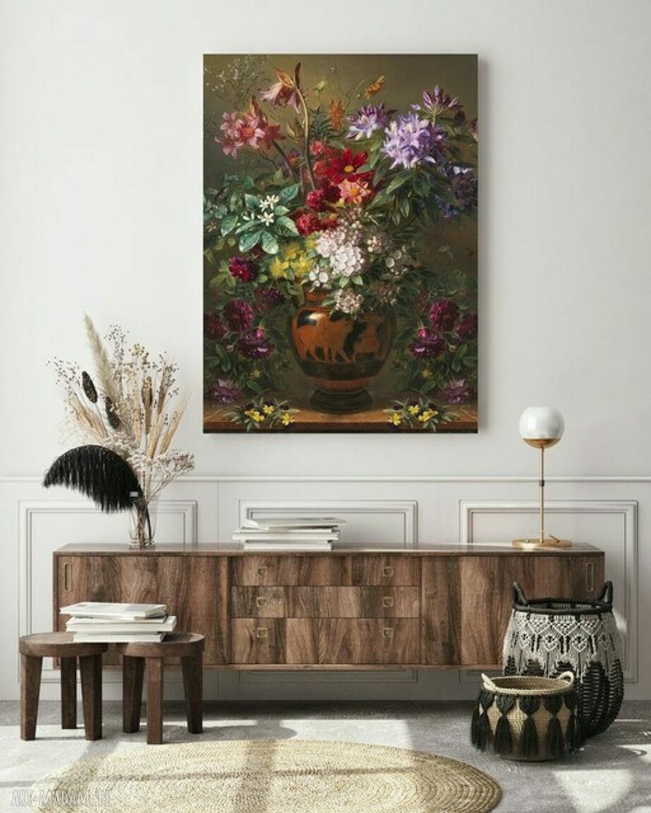 Plakat obraz bukiet 40x50 cm w zielonych tonach - dekoracja do salonu