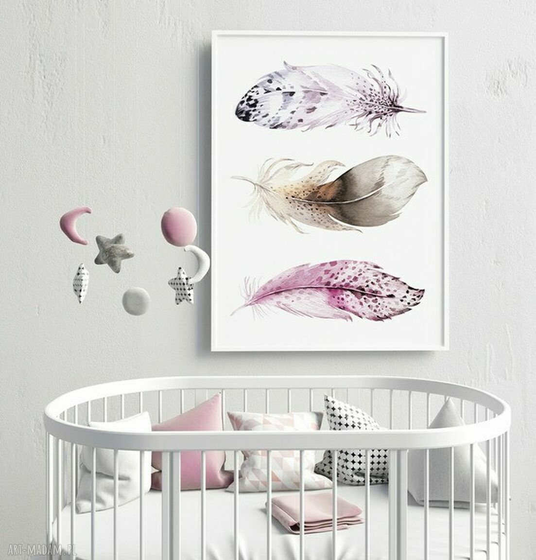 Plakat boho z piórkami 50x70 cm B2